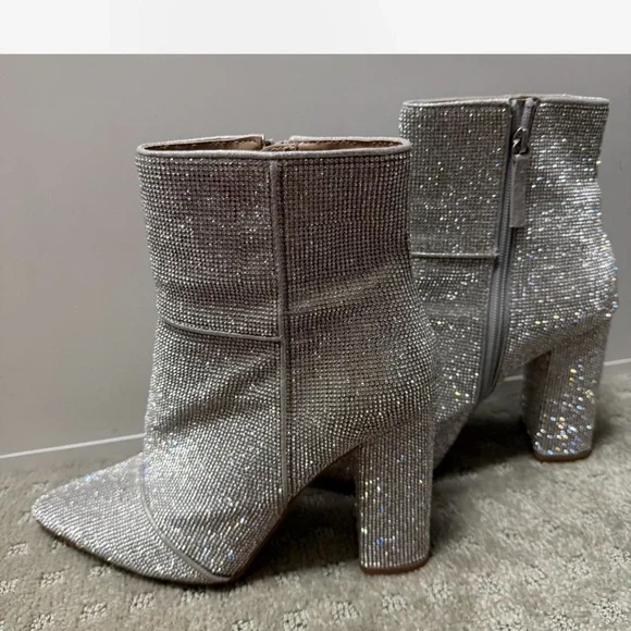 Steve Madden Silver Glitter Ankle Boots - Picture 3 of 8